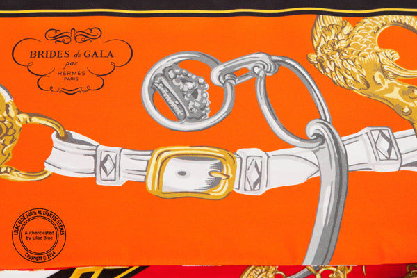 Hermès Maxi Twilly Brides de Gala. Orange, Red & Gold