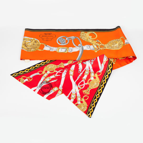 Hermès Maxi Twilly Brides de Gala. Orange, Red & Gold