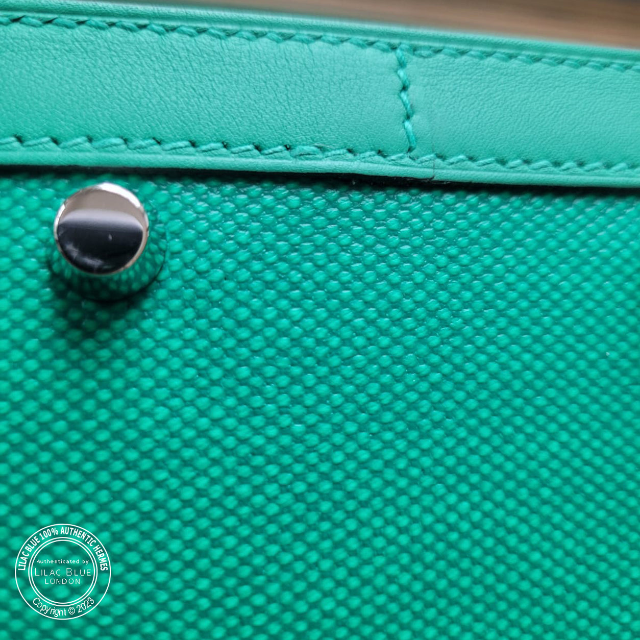 Hermès Kelly 32cm Menthe Canvas/Swift PHW