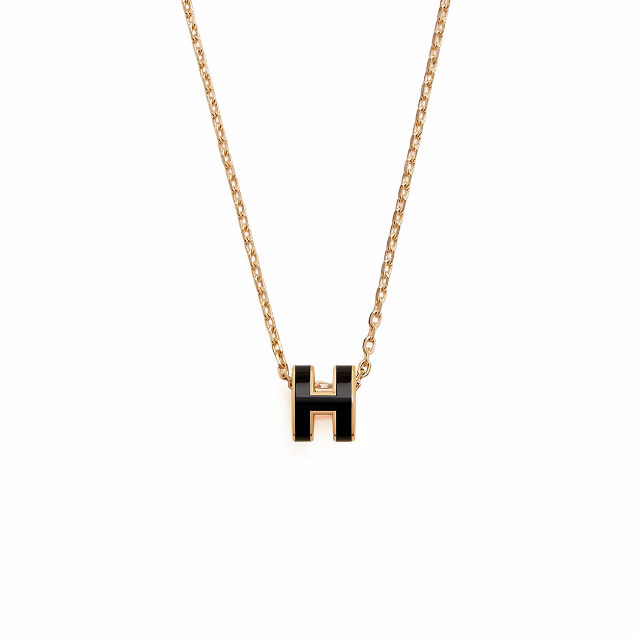 Hermès Mini Pop H Necklace. Black/Gold