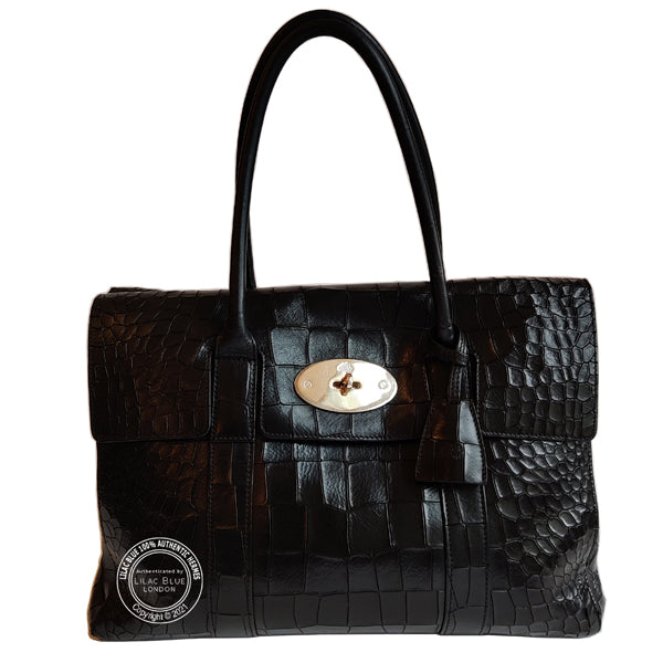 Mulberry Bayswater Black Mock Croc - Preloved