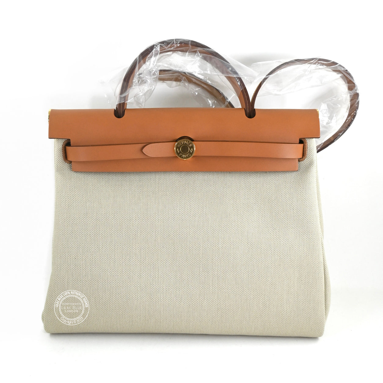 Hermès Herbag 31cm Beton/Natural Hunter/Toile GHW