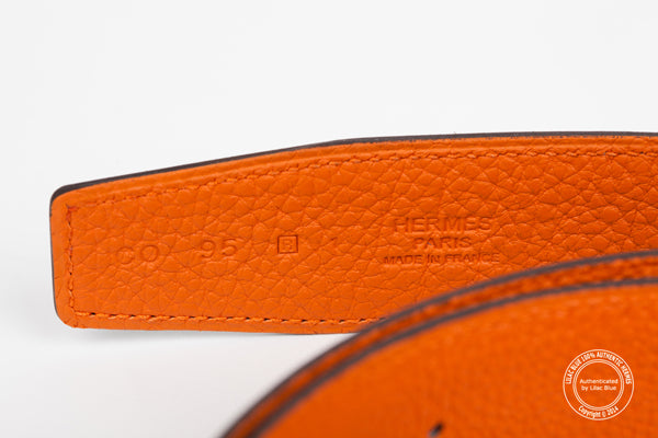 Hermès Orange/Black Belt with Gold Buckle