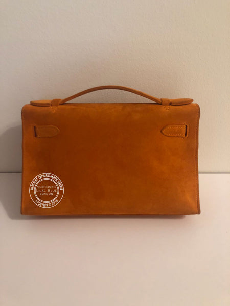 Hermès Kelly 22cm Orange Mini Pochette Veau Doblis GHW - Vintage