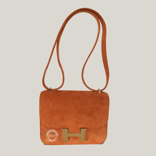 Hermès Constance 18cm Orange Veau Doblis PHW