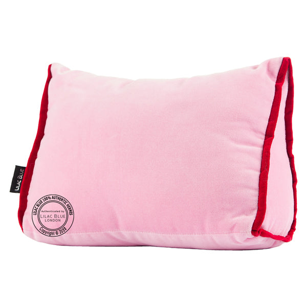 Lilac Blue London Bag Bolster - Pink with Red Piping