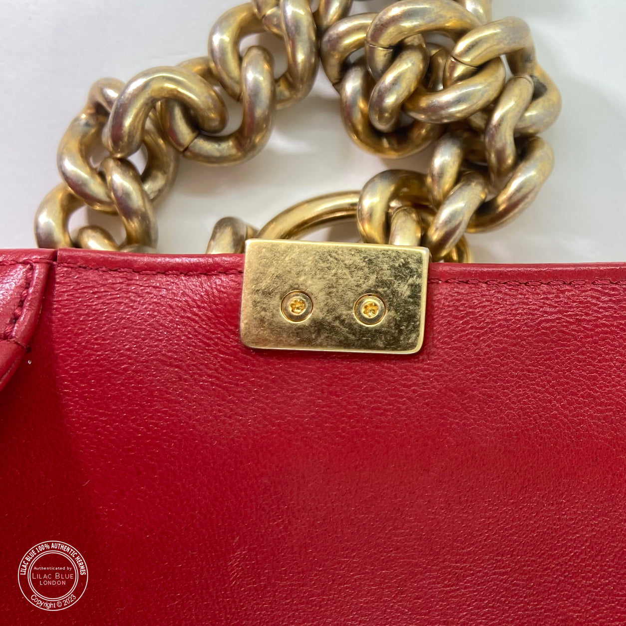 Chanel Boy Bag Red Lambskin BGHW - Preloved