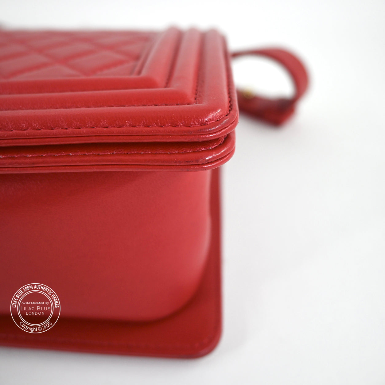 Chanel Boy Bag Red Lambskin BGHW - Preloved