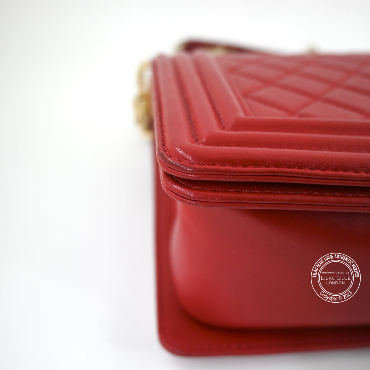 Chanel Boy Bag Red Lambskin BGHW - Preloved