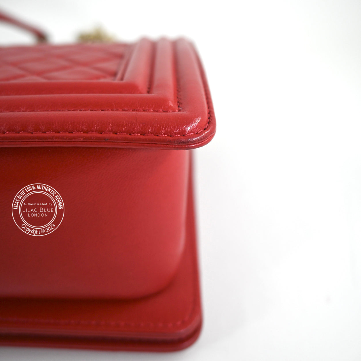 Chanel Boy Bag Red Lambskin BGHW - Preloved