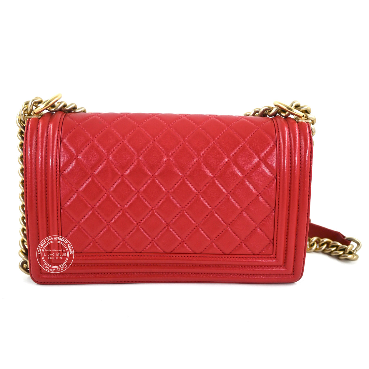 Chanel Boy Bag Red Lambskin BGHW - Preloved