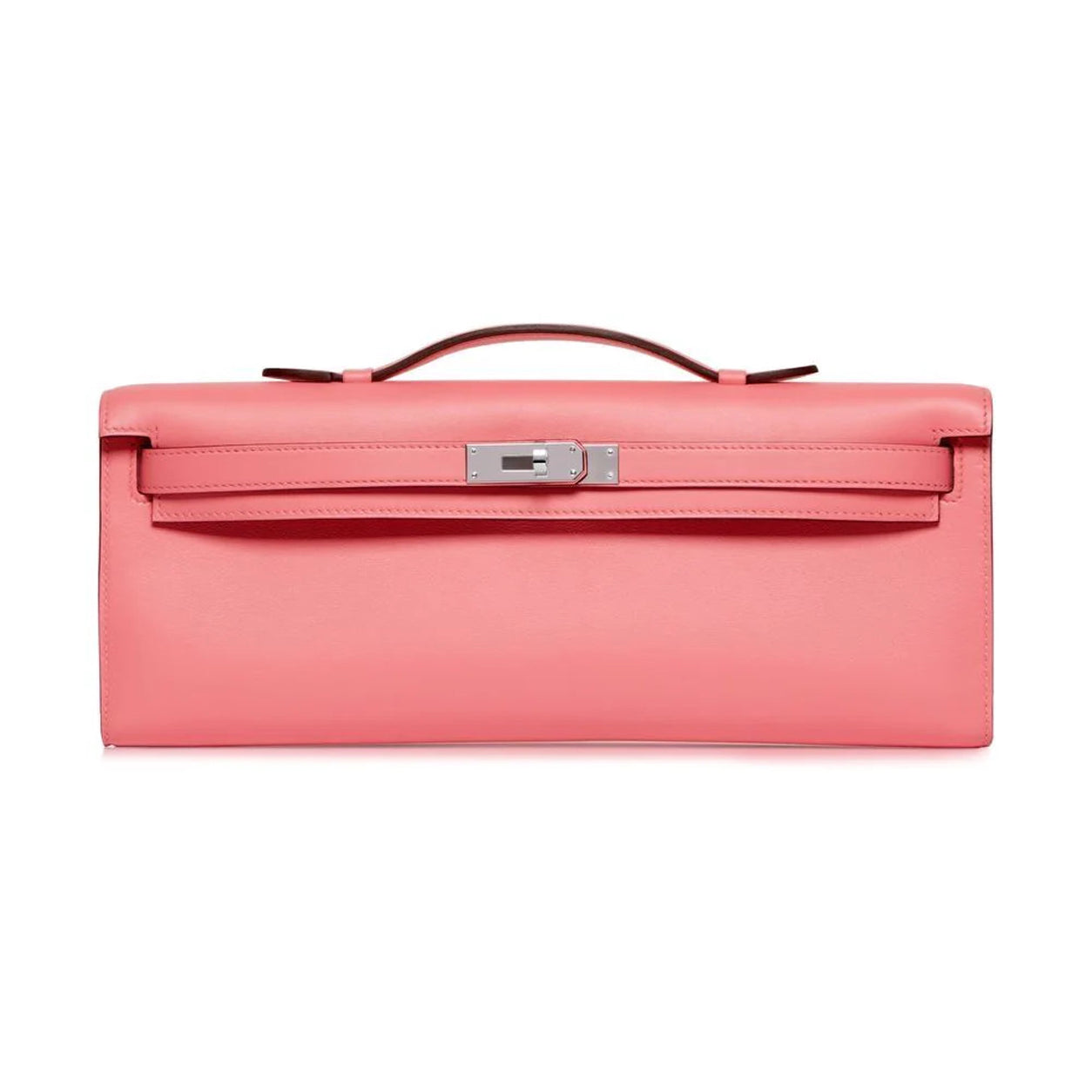 Hermès Kelly 31cm Rose Azalee Cut Pochette Swift PHW - Preloved