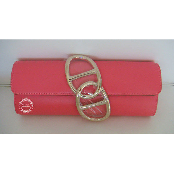 Hermès Egee Clutch 23cm Rose Lipstick Box Permabrass