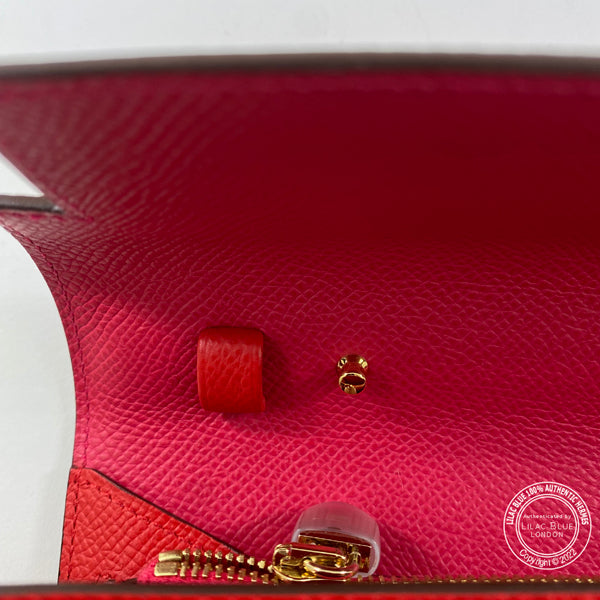 Hermès Kelly Wallet to Go Rouge de Coeur/Rose Extreme Verso Epsom GHW