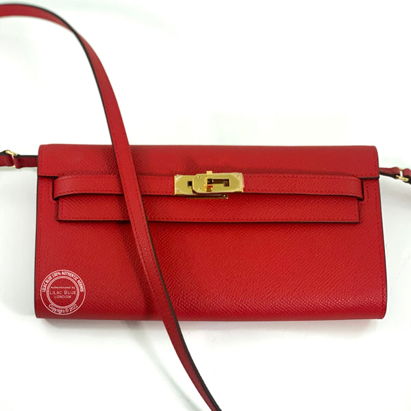 Hermès Kelly Wallet to Go Rouge de Coeur/Rose Extreme Verso Epsom GHW