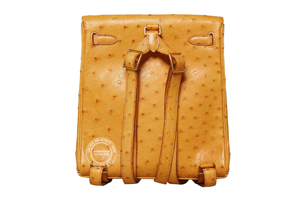 Hermès Kelly a Dos Saffron Ostrich GHW -  Preloved