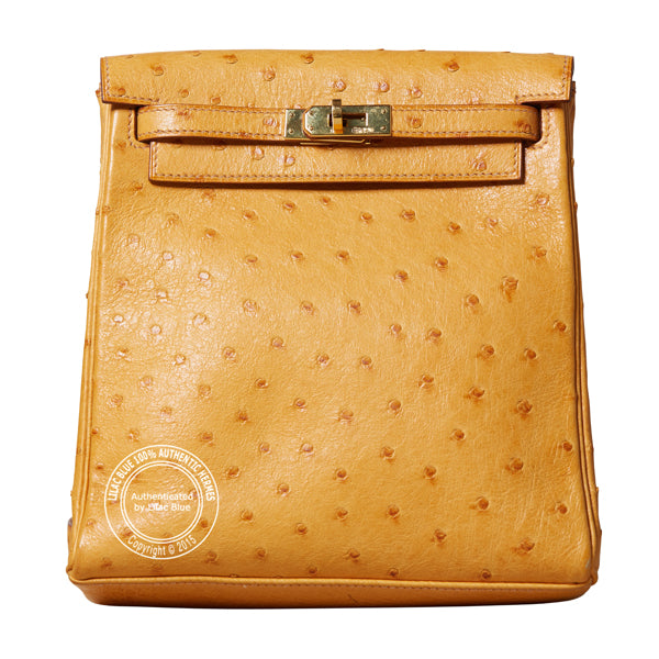 Hermès Kelly a Dos Saffron Ostrich GHW -  Preloved