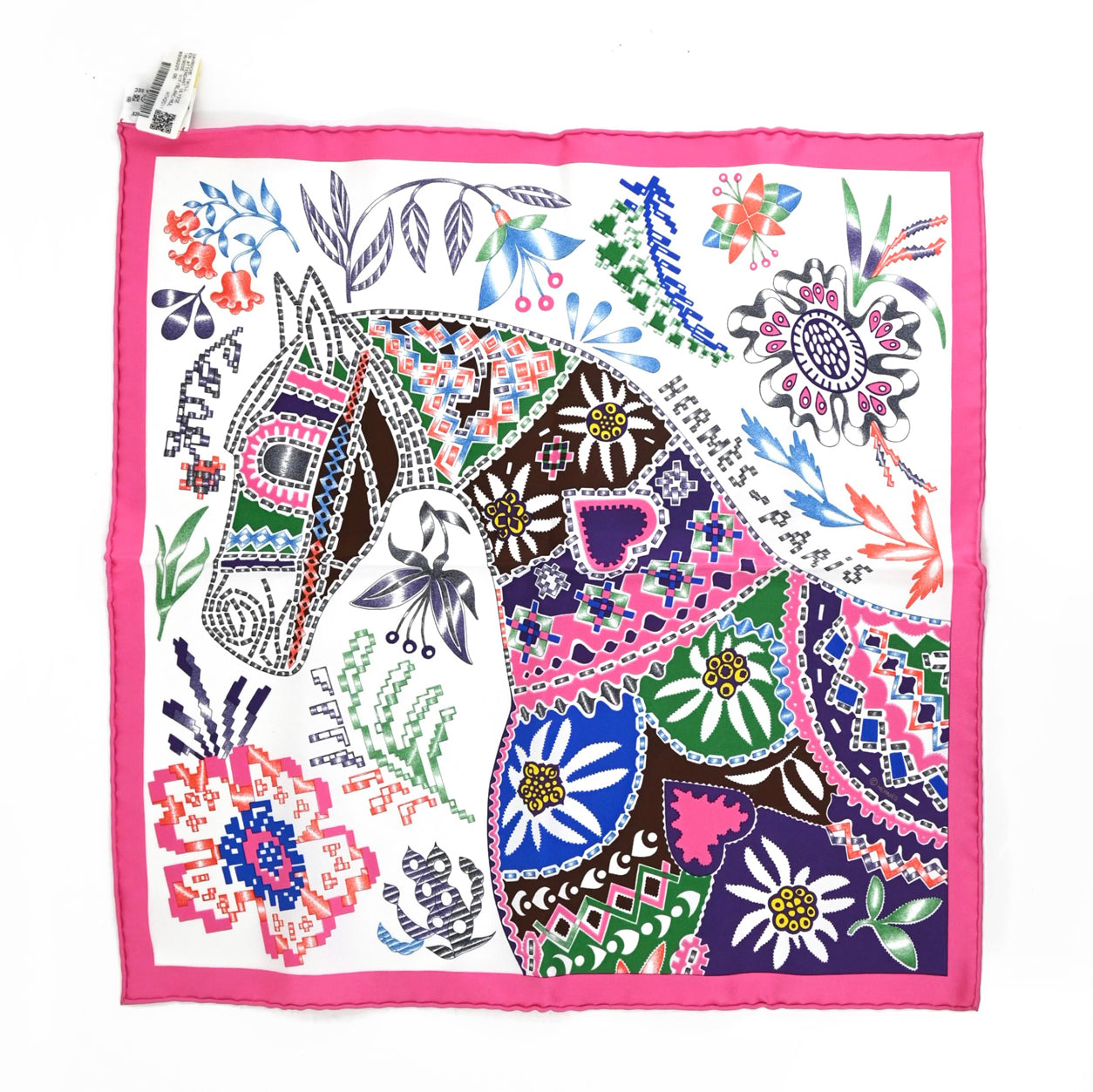 Hermès Scarf En Attendant Ulysse. Rose Vif