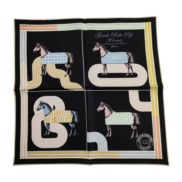 Hermès Scarf Garde Robe Pop Detail. Noir, Rose, Multicolour
