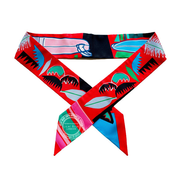 Hermès Twilly Sea Surf Fun. Rouge, Noir, Blue (pair)