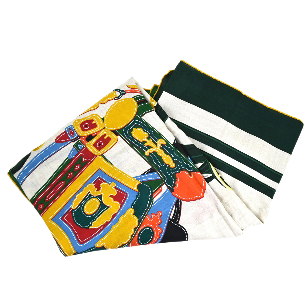 Hermès Shawl Brides de Gala. Vert Fonce, Natural, Multicolour