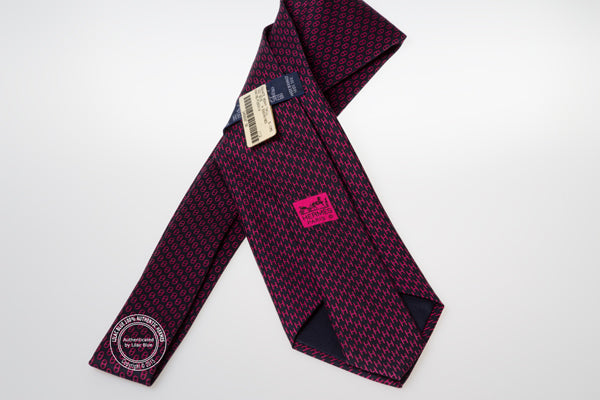 Hermès Tie H Enchaine. Fuschia, Marine