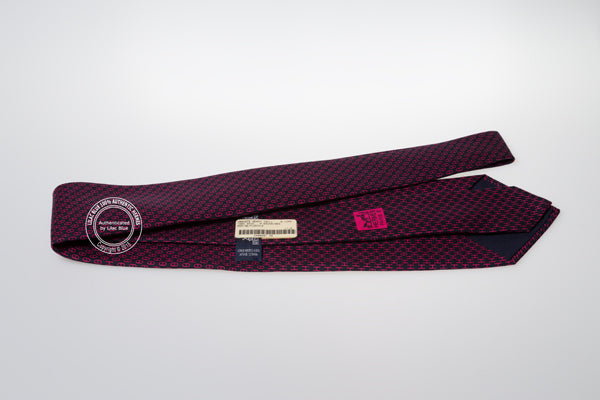 Hermès Tie H Enchaine. Fuschia, Marine
