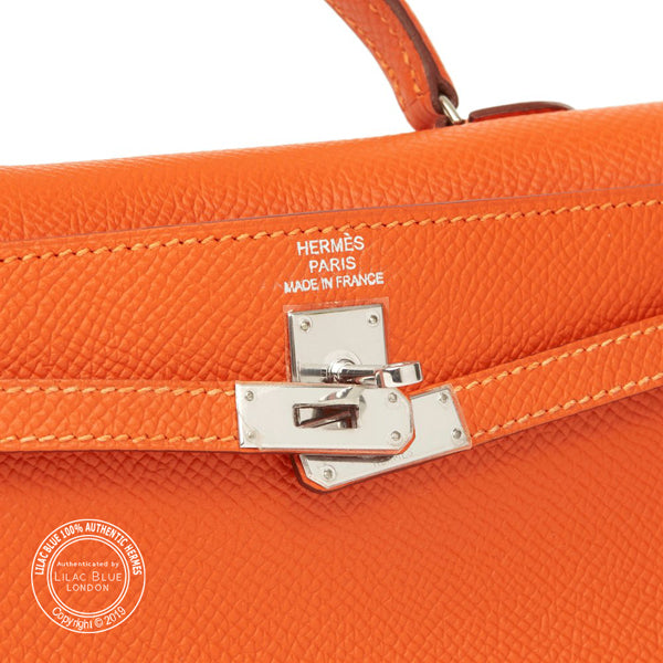 Hermès Kelly 14cm Tiny Orange Epsom PHW - Preloved