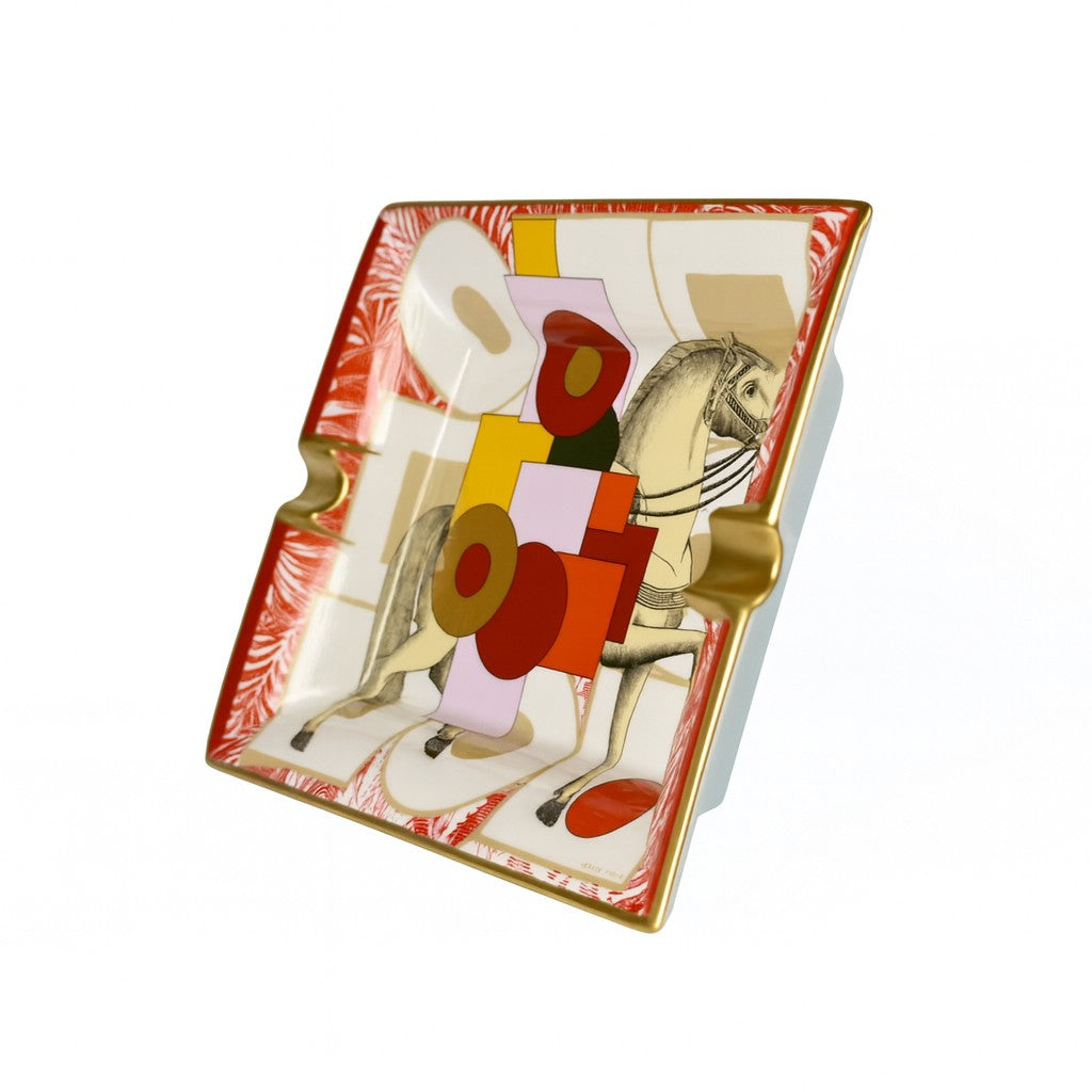 Hermès Ashtray Cavalier au Formes in Tangerine