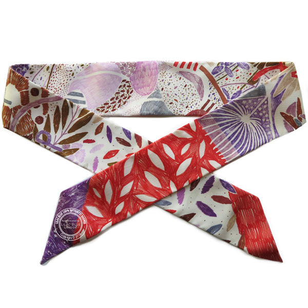 Hermès Twilly Chacun Fait Son Nid. White, Mauve & Red