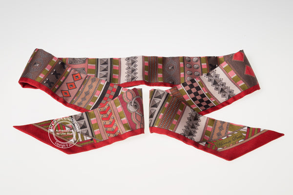 Hermès Twilly Collier de Chien. Framboise, Khaki, Taupe (2 pieces)