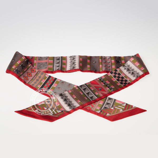 Hermès Twilly Collier de Chien. Framboise, Khaki, Taupe (2 pieces)