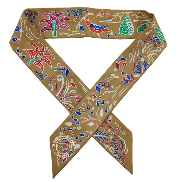 Hermès Twilly Isola Di Primavera. Camel, Bleu Vif, Fuchsia