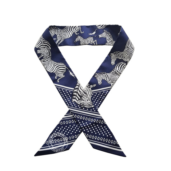 Hermès Twilly Les Zebres. Marine, Noir, Blanc (pair)