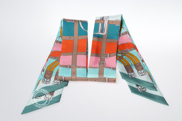 Hermès Twilly Mors a Jouets. Aqua, Orange, Rose (2 pieces)