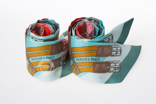 Hermès Twilly Mors a Jouets. Aqua, Orange, Rose (2 pieces)