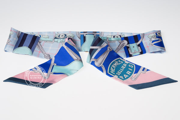 Hermès Twilly Tatersale. Petrole, Ciel, Rose Poudre (2 pieces)