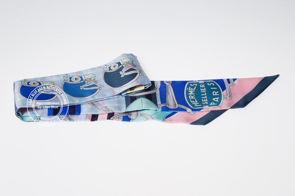 Hermès Twilly Tatersale. Petrole, Ciel, Rose Poudre (2 pieces)