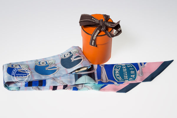 Hermès Twilly Tatersale. Petrole, Ciel, Rose Poudre (2 pieces)