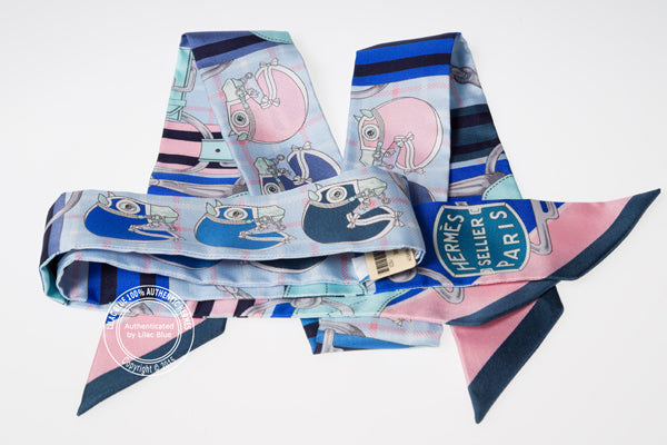 Hermès Twilly Tatersale. Petrole, Ciel, Rose Poudre (2 pieces)