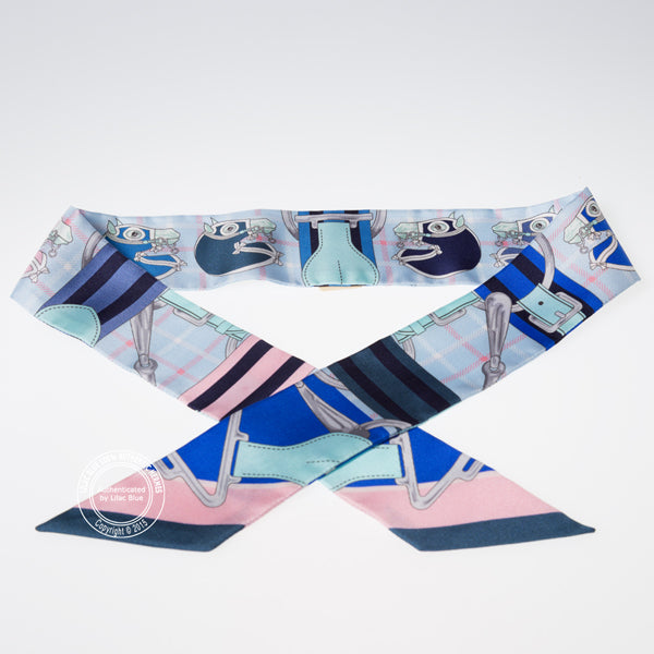 Hermès Twilly Tatersale. Petrole, Ciel, Rose Poudre (2 pieces)