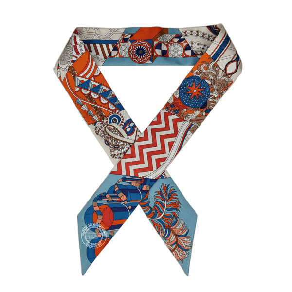 Hermès Twilly De l'Ombrelle aux Duels. Bleu, Potiron, Creme (single)