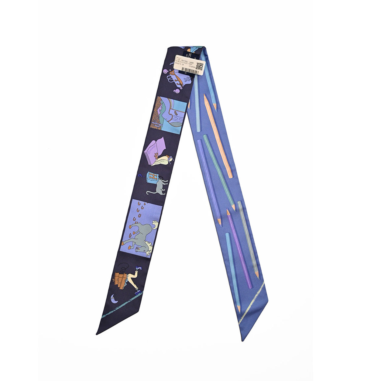 Hermès Twilly A Vos Crayon et Carre Libre. Bleu, Violet, Vert