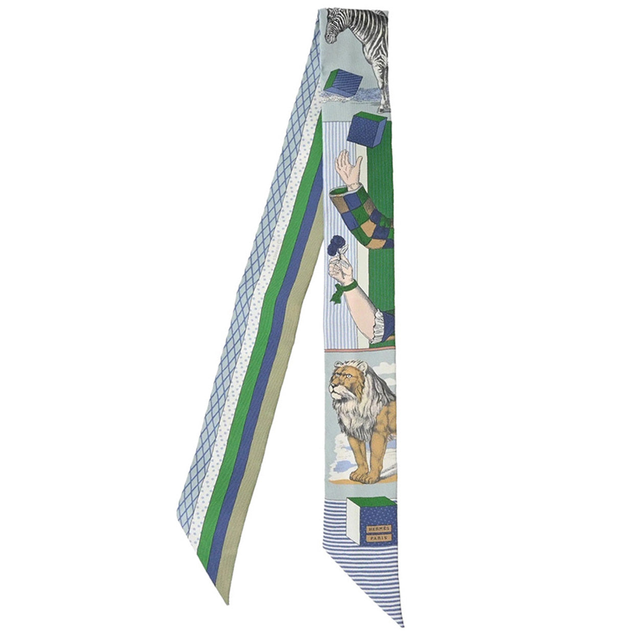 Hermès Twilly Grand Theatre Nouveau. Bleu Glacier/Vert/Blanc