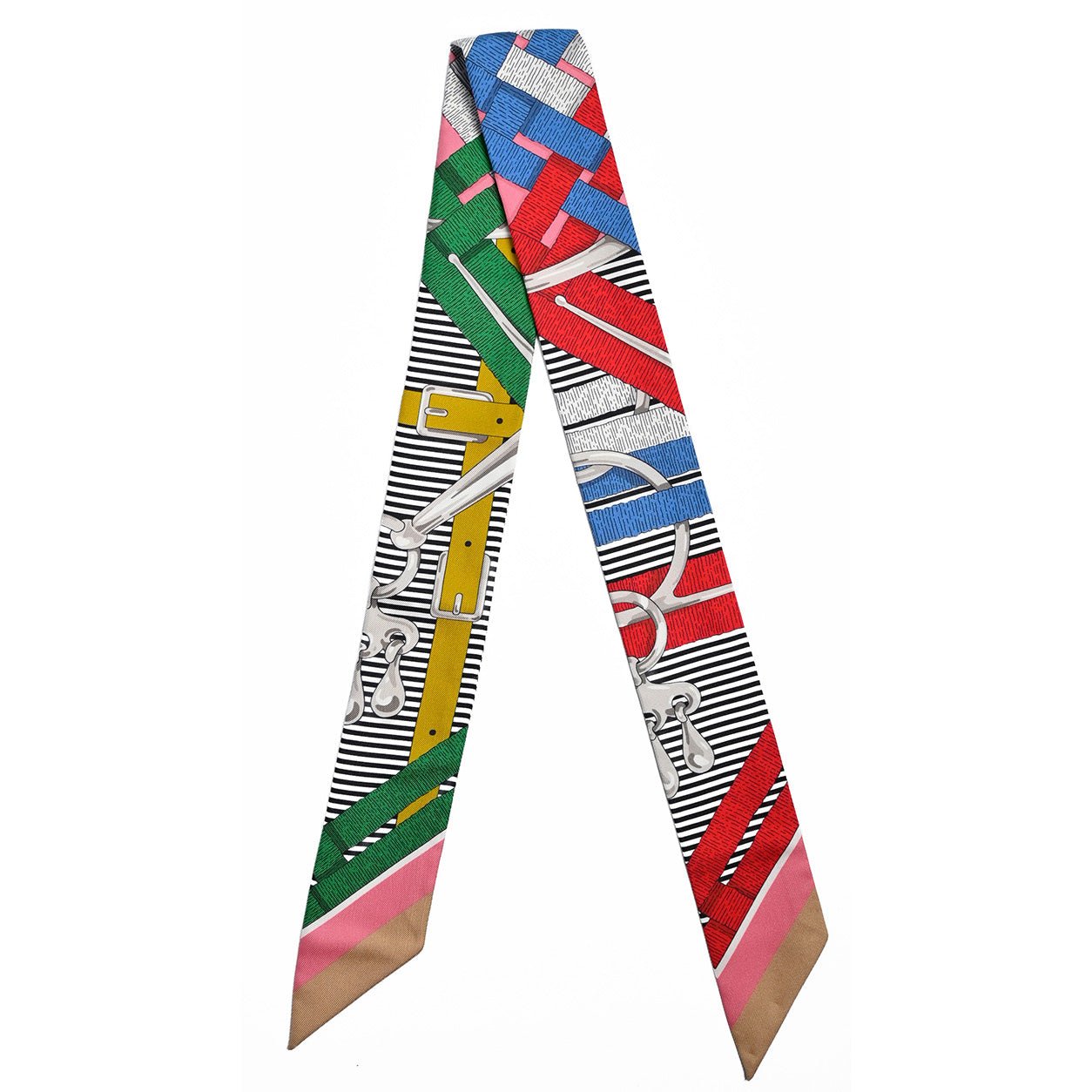 Hermès Twilly Mors a Jouets Chemise. Vert/Rose/Moutarde