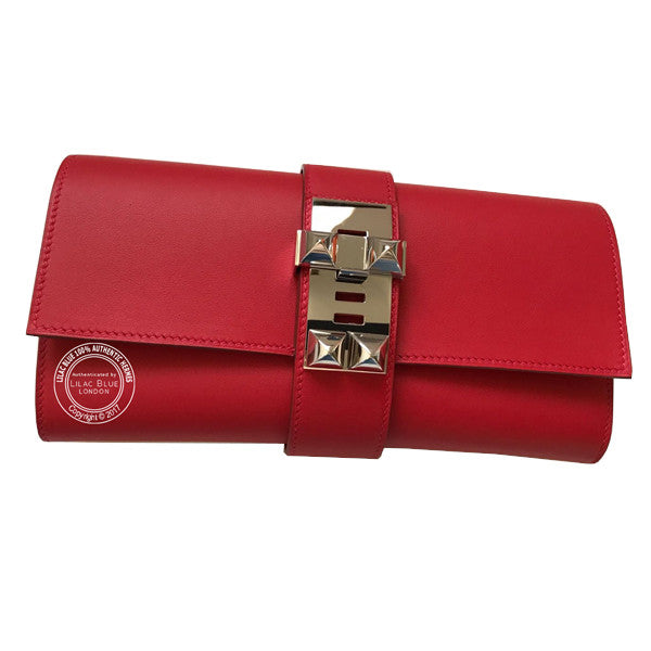 Hermès Medor Clutch 23cm Vermillion Swift PHW