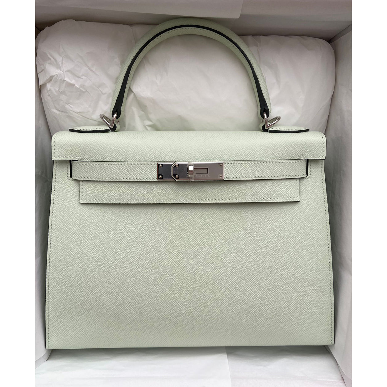 Hermes Kelly 28cm Vert Fizz Epsom PHW