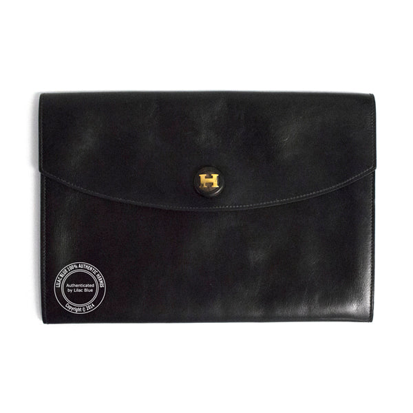 Hermes Rio Envelope Clutch Black Box - Vintage
