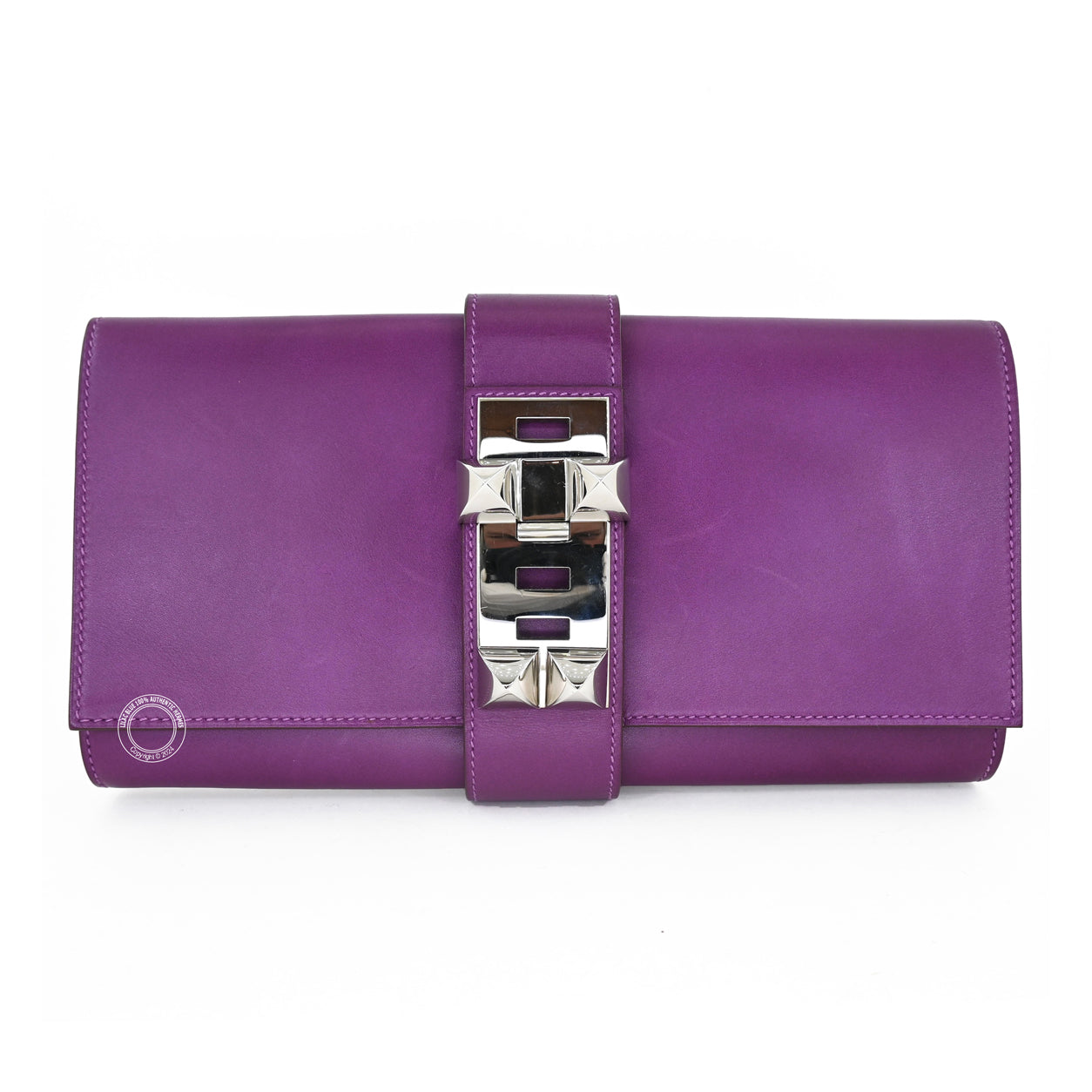 Hermès Medor Clutch Violet Tadelakt PHW - Preloved