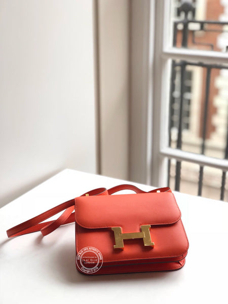 Hermès Constance 18cm Orange Poppy Swift GHW